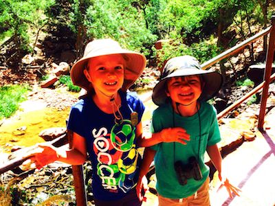 Kids at the first Emerald Pool